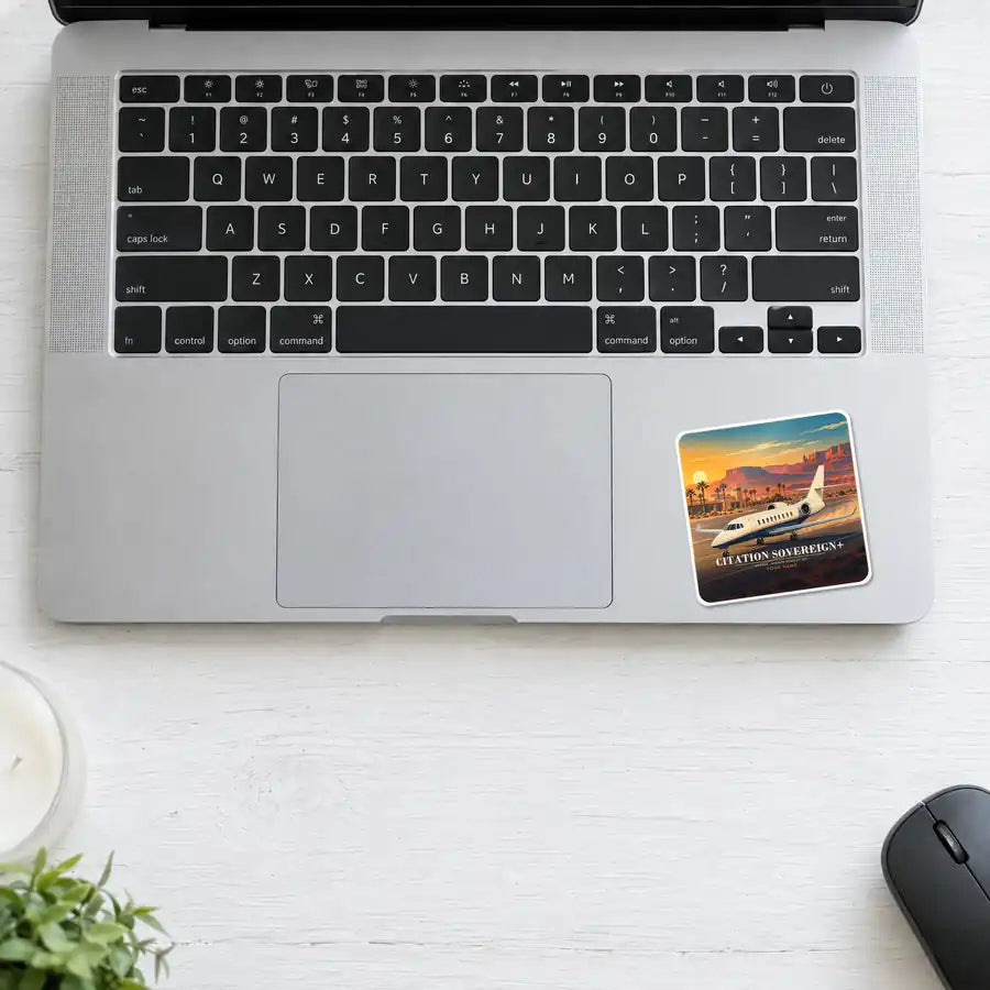 Cessna Citation Sovereign+ - 3D + Name - Square Sticker - Laptop