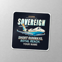 Thumbnail for Cessna Citation Sovereign+ - Cartoon + Name - Square Sticker - Close-up