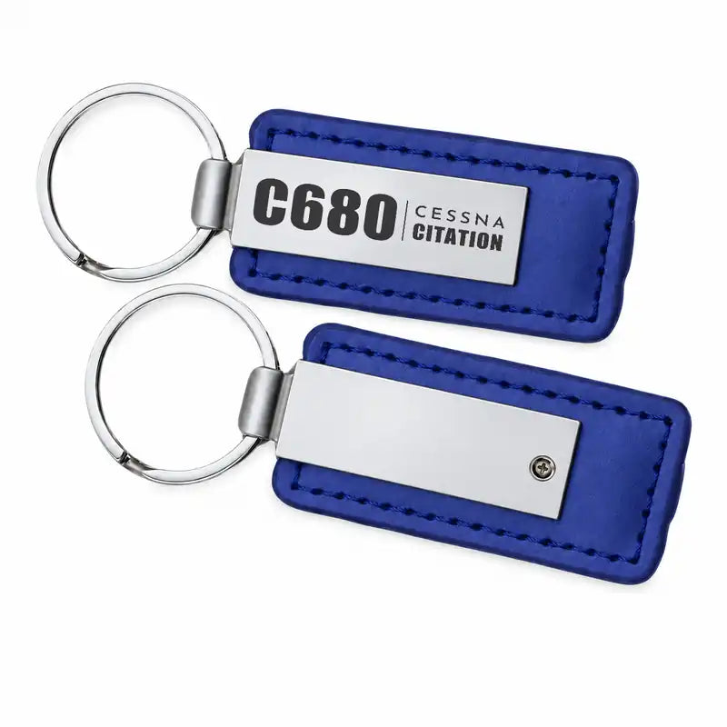 Cessna Citation Sovereign+ - Leather Key Chain - Faux Leather - Tag - Blue