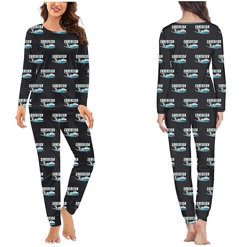 Cessna Citation Sovereign+ - Women Pajamas - Cartoon Pattern - Black