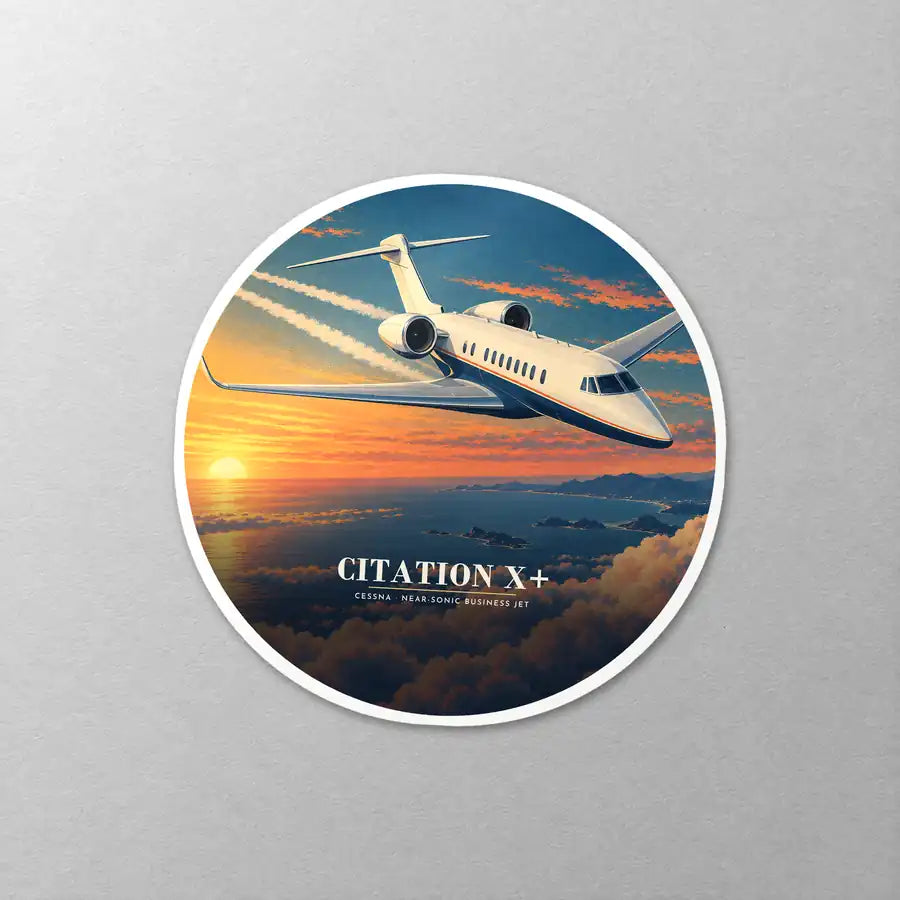 Cessna Citation X+ - 3D - Circle Sticker - Close-up