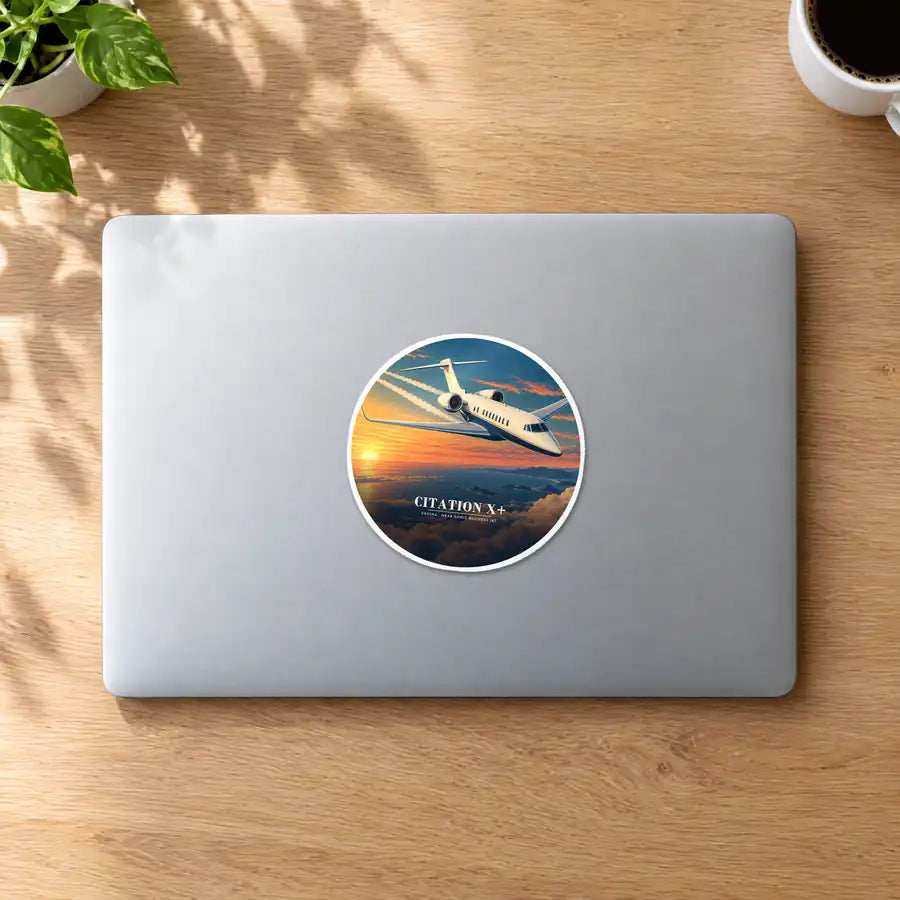 Cessna Citation X+ - 3D - Circle Sticker - MacBook