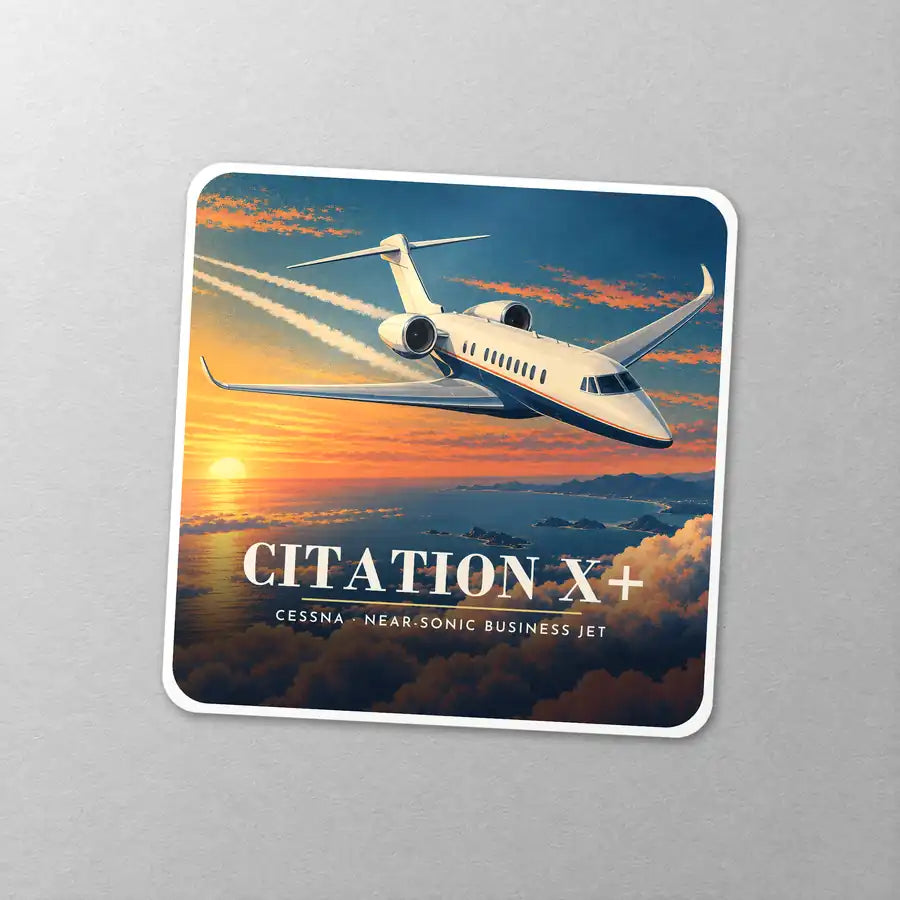 Cessna Citation X+ - 3D - Square Sticker - Close-up