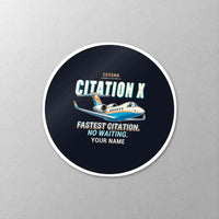 Thumbnail for Cessna Citation X+ - Cartoon + Name - Circle Sticker - Close-up