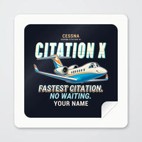 Thumbnail for Cessna Citation X+ - Cartoon + Name - Square Sticker - Peel