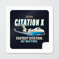 Thumbnail for Cessna Citation X+ - Cartoon - Square Sticker - Peel