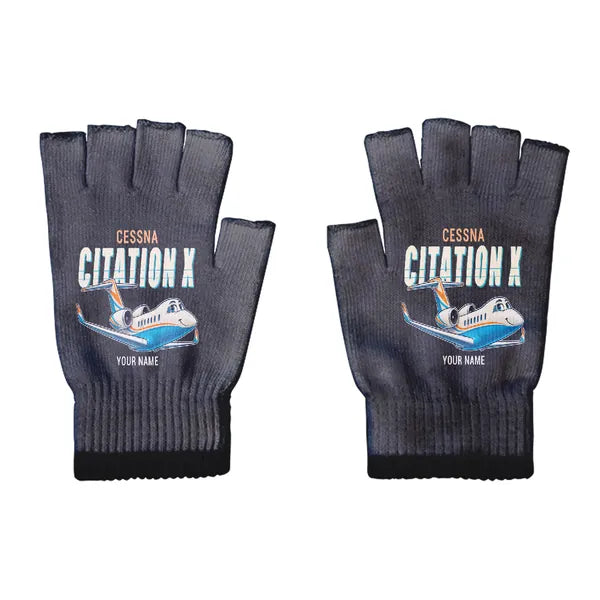 Cessna Citation X+ - Gloves - Cut - Cartoon + Name - Black