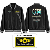 Thumbnail for Cessna Citation X+ Stylish Jackets - Baseball Collar - Original + Name - Black
