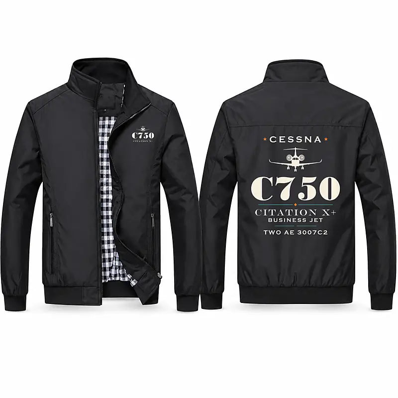 Cessna Citation X+ Stylish Jackets - Stand Collar - Heritage - Black