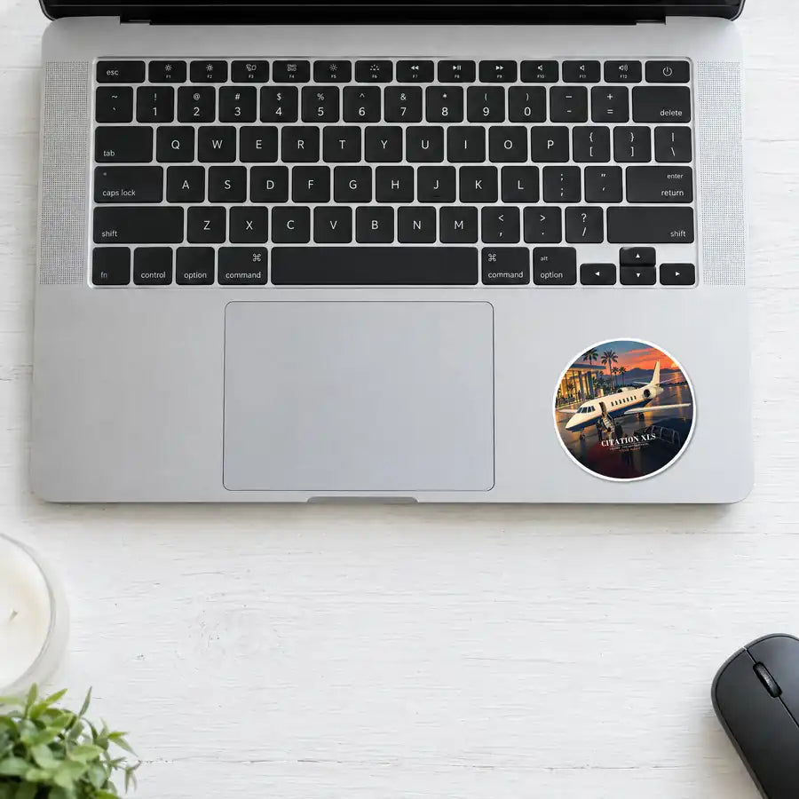 Cessna Citation XLS - 3D + Name - Circle Sticker - Laptop