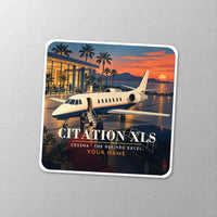 Thumbnail for Cessna Citation XLS - 3D + Name - Square Sticker - Close-up