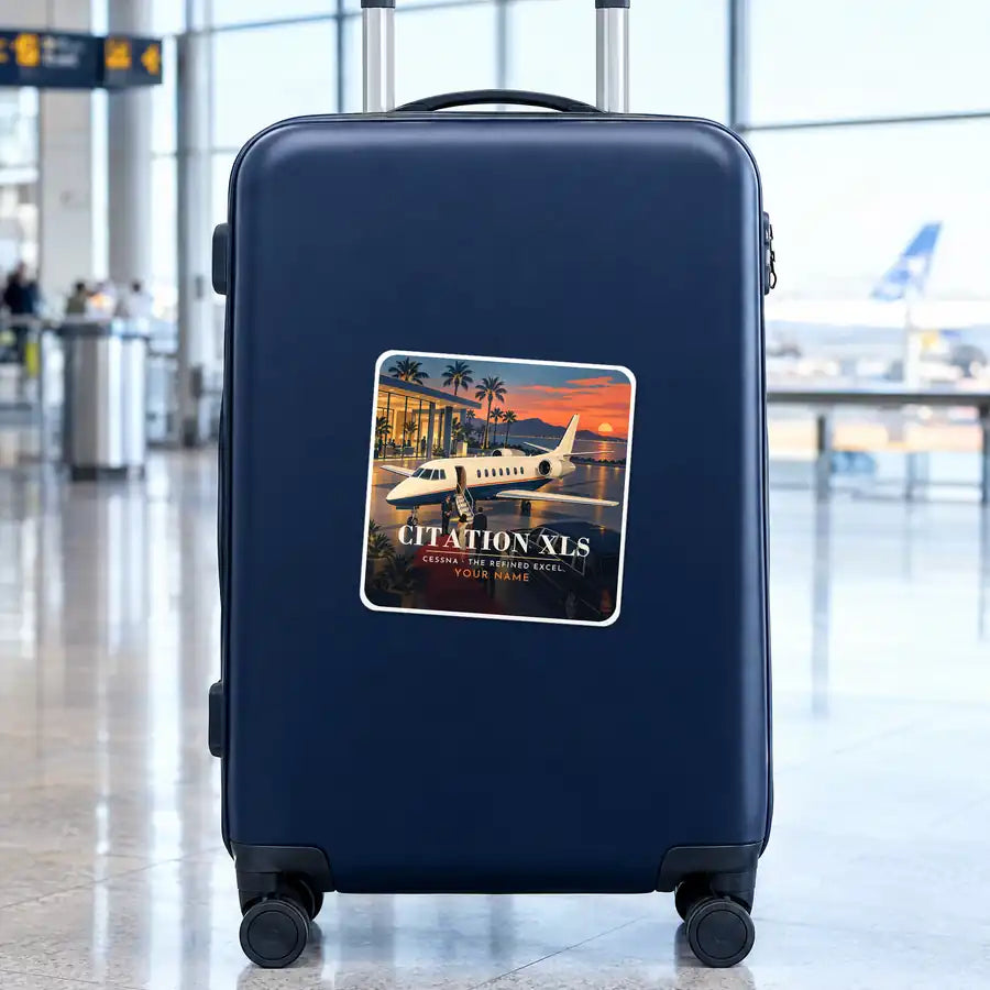 Cessna Citation XLS - 3D + Name - Square Sticker - Suitcase