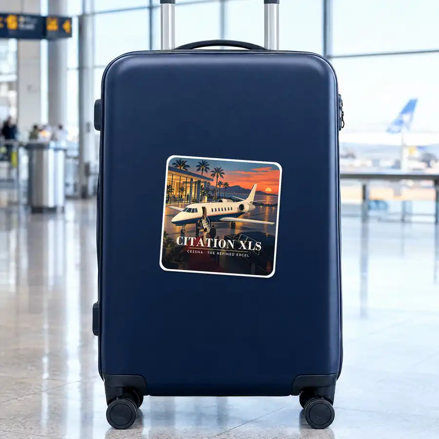 Cessna Citation XLS - 3D - Square Sticker - Suitcase