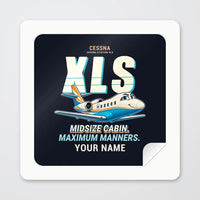 Thumbnail for Cessna Citation XLS - Cartoon + Name - Square Sticker - Peel