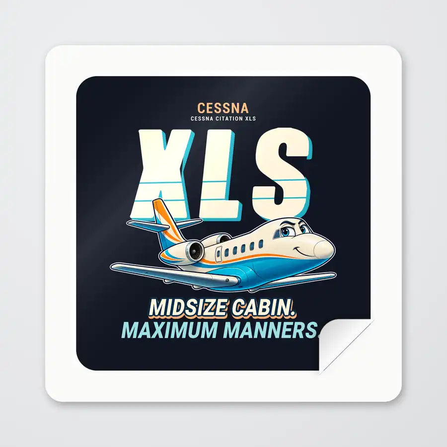 Cessna Citation XLS - Cartoon - Square Sticker - Peel