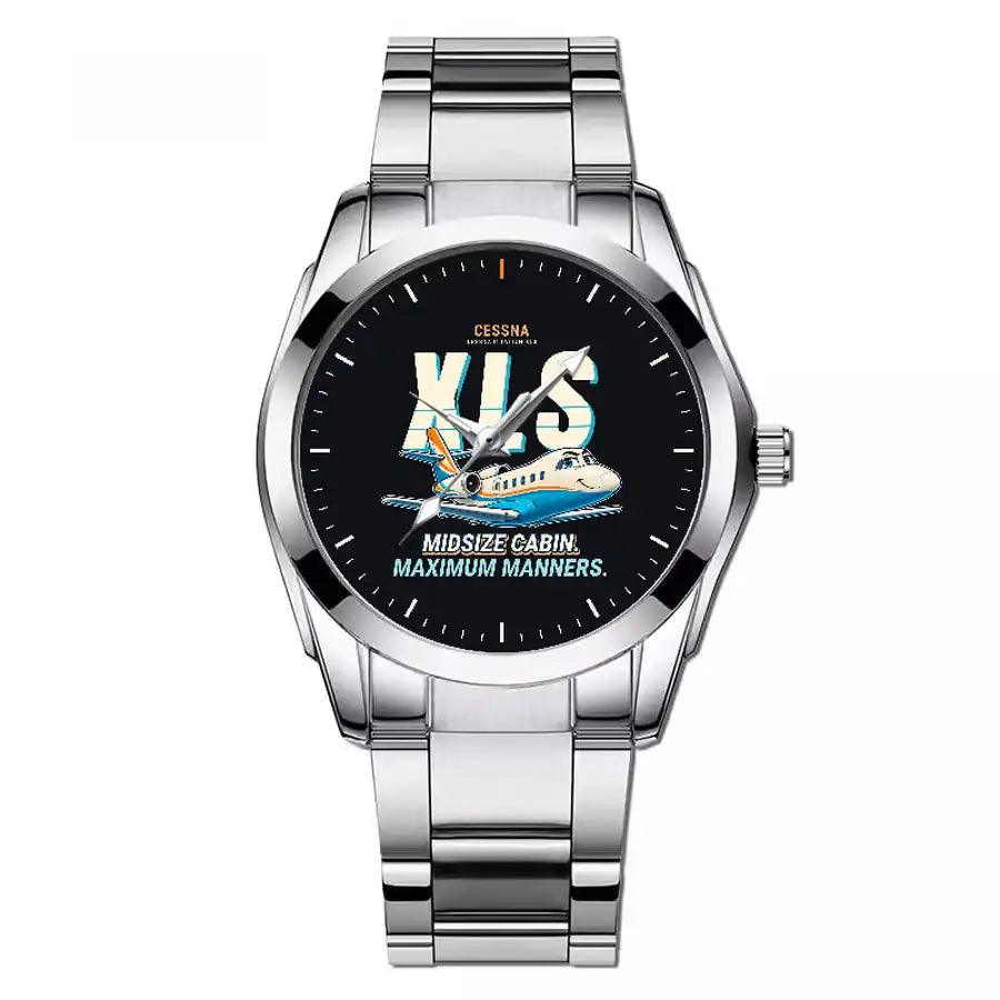Cessna Citation XLS - Cartoon - Stainless Steel Band - For Men
