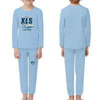 Thumbnail for Cessna Citation XLS - Children Pajamas - Cartoon Chest + Name - Light Blue