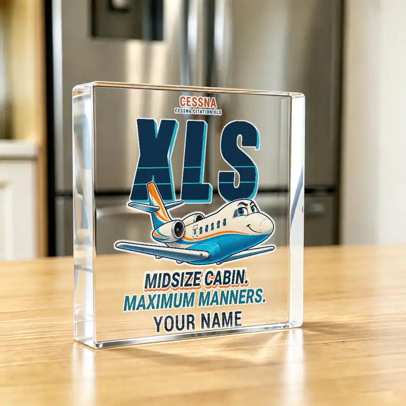 Cessna Citation XLS - Crystal Ornament - Cartoon + Name - Kitchen