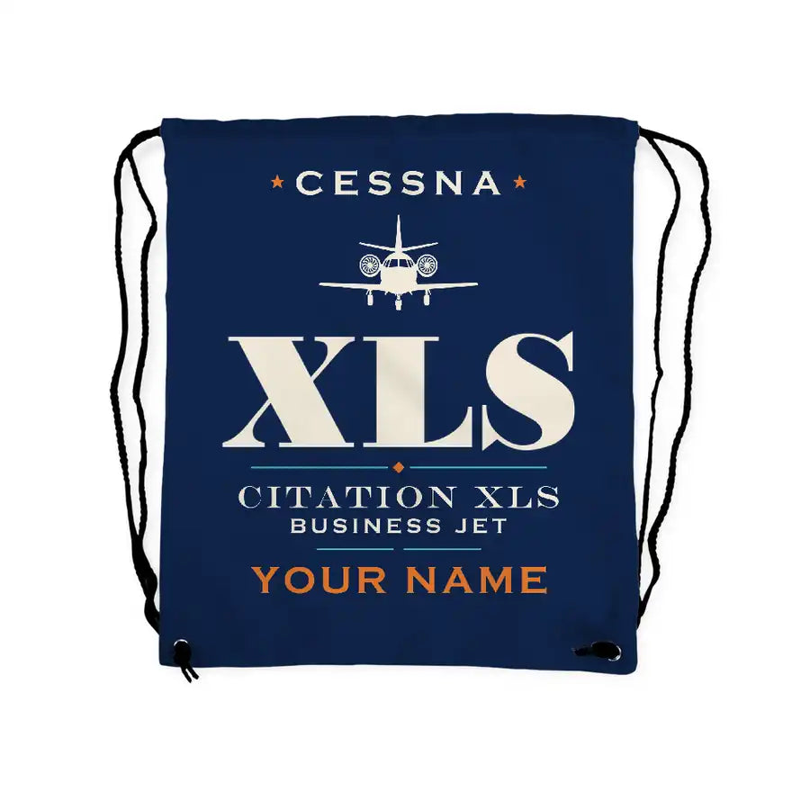 Cessna Citation XLS - Drawstring Bag - Heritage + Name - Dark Blue