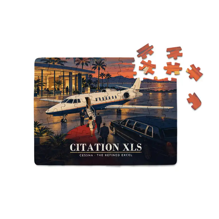 Cessna Citation XLS - Horizontal + Text - Canvas Puzzle