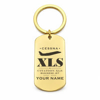 Thumbnail for Cessna Citation XLS - Key Chain - Heritage + Name - Gold