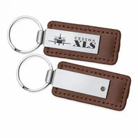Thumbnail for Cessna Citation XLS - Leather Key Chain - Faux Leather - Heritage - Brown