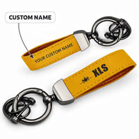 Thumbnail for Cessna Citation XLS - Leather Key Chain - Horseshoe Buckle - Heritage - Yellow + Name
