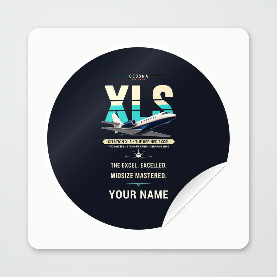 Cessna Citation XLS - Original + Name - Circle Sticker - Peel