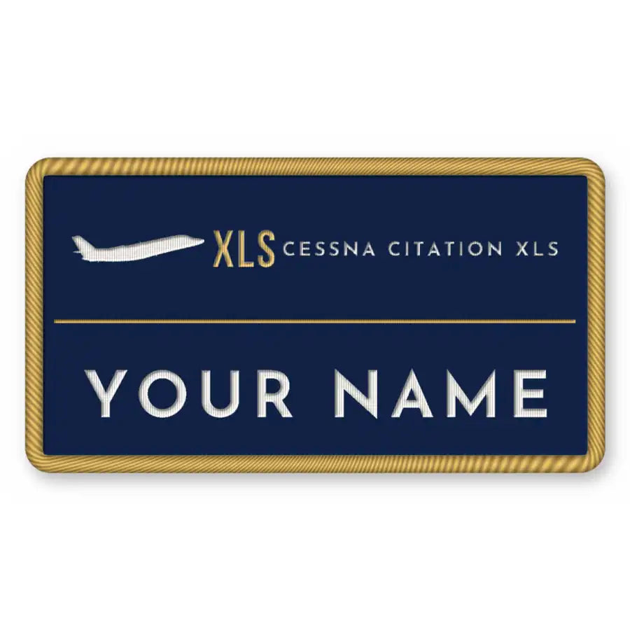 Cessna Citation XLS Patches - Rectangle + Name - Navy Gold