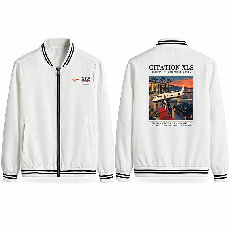 Cessna Citation XLS Stylish Jackets - Baseball Collar - Poster - White
