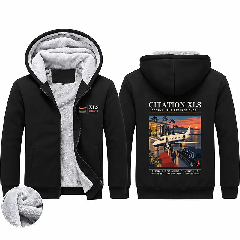 Cessna Citation XLS Zipped Sweatshirts - Poster - Black