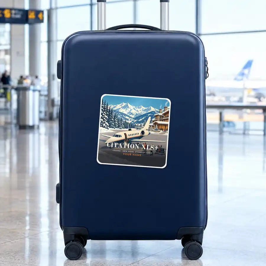 Cessna Citation XLSPlus - 3D + Name - Square Sticker - Suitcase