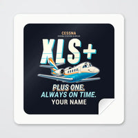 Thumbnail for Cessna Citation XLSPlus - Cartoon + Name - Square Sticker - Peel