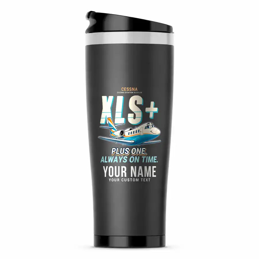 Cessna Citation XLSPlus - Cartoon + Name - Stainless Steel (No Holder) - Gray