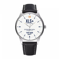 Thumbnail for Cessna Citation XLSPlus - Classic - White + Name - Leather Strap - Black Leather Strap