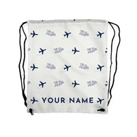 Thumbnail for Cessna Citation XLSPlus - Drawstring Bag - 3D Pattern + Name - White