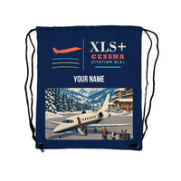 Thumbnail for Cessna Citation XLSPlus - Drawstring Bag - Classic + Name - Dark Blue