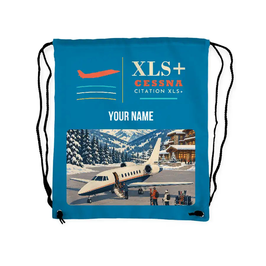 Cessna Citation XLSPlus - Drawstring Bag - Classic + Name - Light Blue