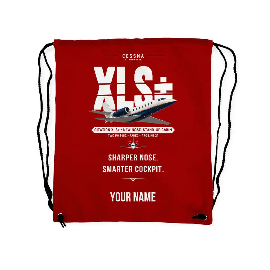 Cessna Citation XLSPlus - Drawstring Bag - Original + Name - Red