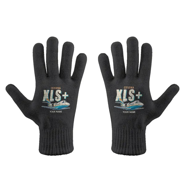 Cessna Citation XLSPlus - Gloves - Full - Cartoon + Name - Black