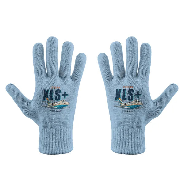 Cessna Citation XLSPlus - Gloves - Full - Cartoon + Name - Light Blue