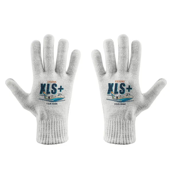 Cessna Citation XLSPlus - Gloves - Full - Cartoon + Name - White
