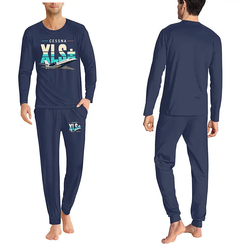 Cessna Citation XLSPlus - Men Pajamas - Original Chest - Navy Blue
