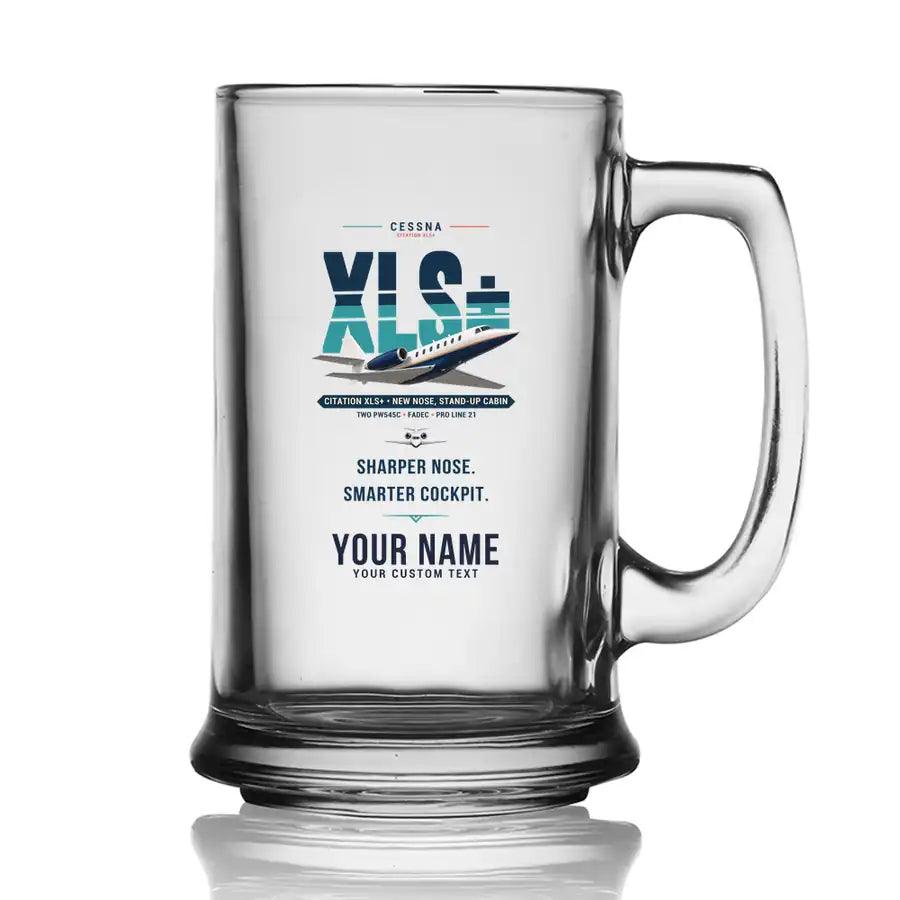 Cessna Citation XLSPlus - Original + Name - Beer Glass with Holder