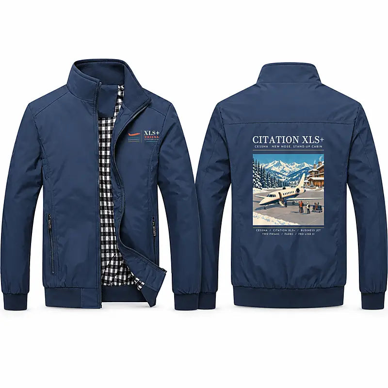 Cessna Citation XLSPlus Stylish Jackets - Stand Collar - Poster - Navy Blue