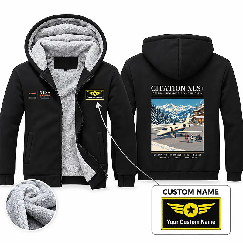 Cessna Citation XLSPlus Zipped Sweatshirts - Poster + Name - Black