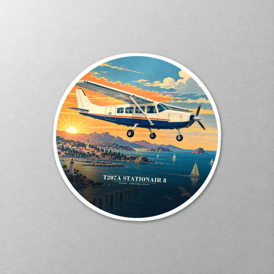 Cessna T207A Stationair 8 - 3D - Circle Sticker - Close-up