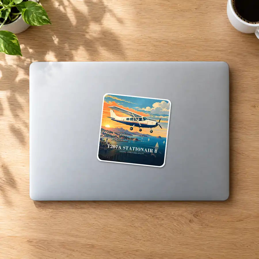 Cessna T207A Stationair 8 - 3D - Square Sticker - MacBook