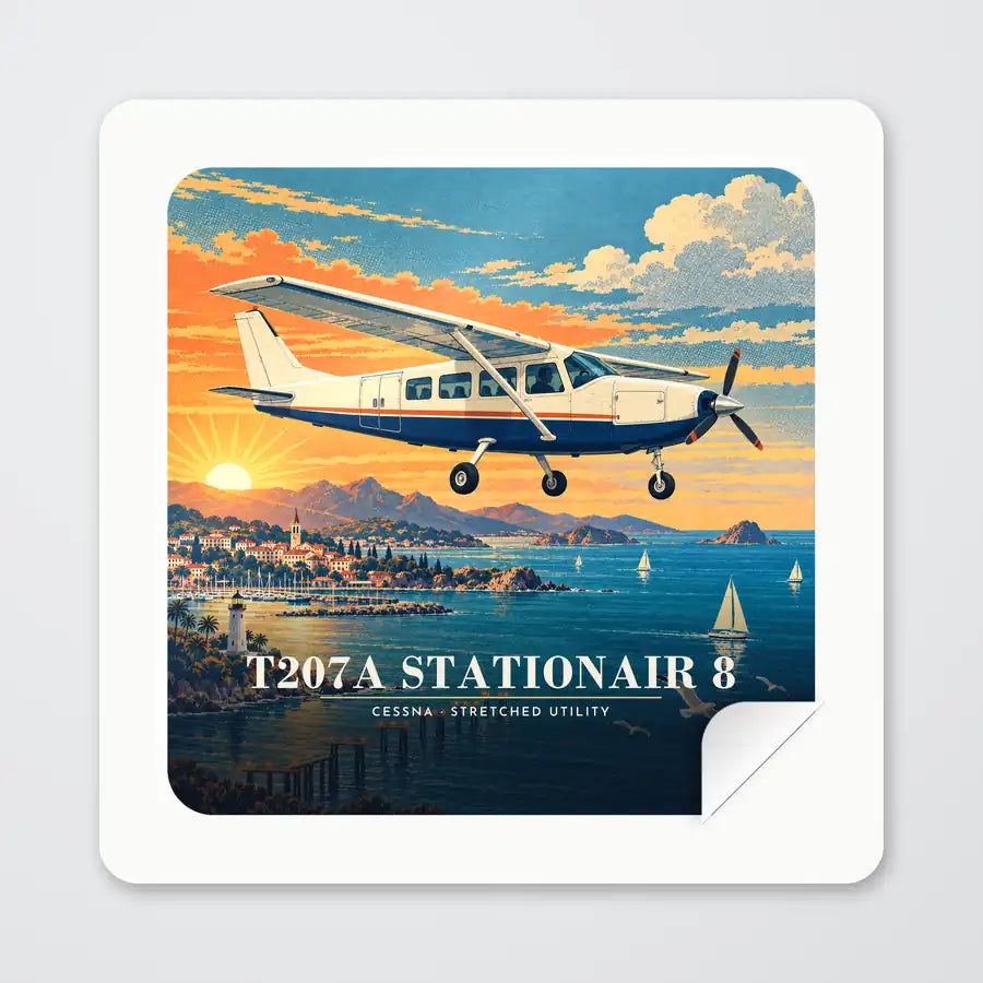Cessna T207A Stationair 8 - 3D - Square Sticker - Peel