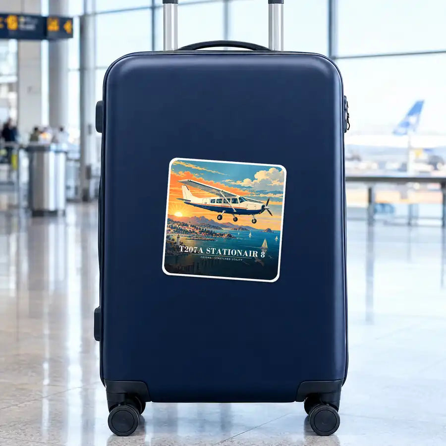Cessna T207A Stationair 8 - 3D - Square Sticker - Suitcase